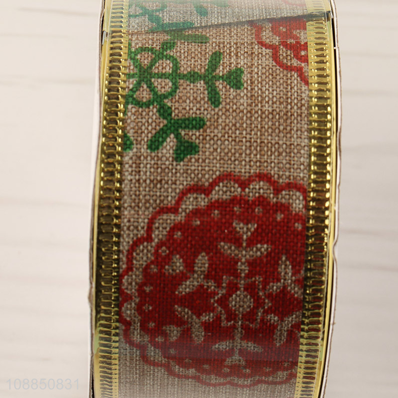 Factory supply Christmas fabric ribbons wired wrapping ribbons