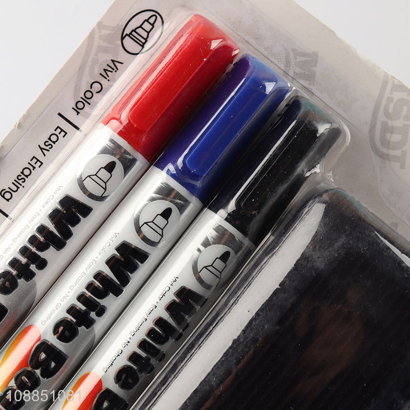 Yiwu market 3pcs dry erase whiteboard markers with eraser