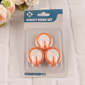 Promotional 3-piece plastic sticky hooks adhesive hooks for kitchen