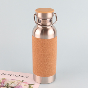 Wholesale 500ml stainless steel double wall insulated water bottle with cork sleeve
