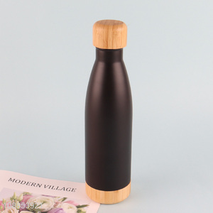 Hot selling 500ml insulated stainless steel water bottle with bamboo lid & bottom