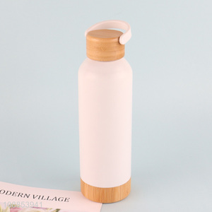 Factory supply 500ml stainless steel insulated water bottle with bamboo lid & bottom