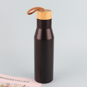 Good quality 500ml double wall vacuum insulated water bottle with bamboo lid