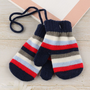 Wholesale kids winter gloves hanging neck gloves for boys girls