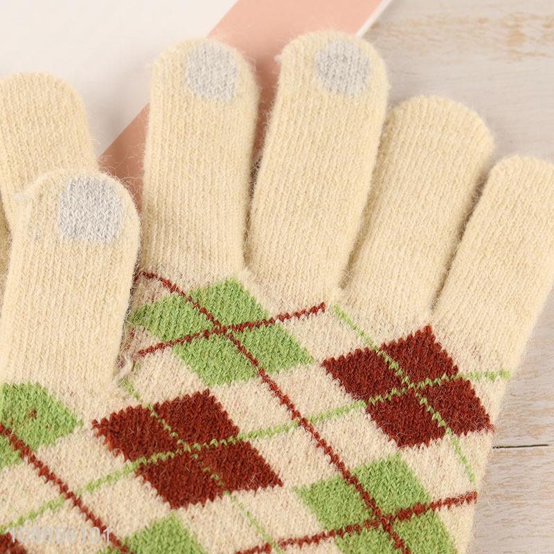 Hot selling winter knit gloves touch screen gloves for men women