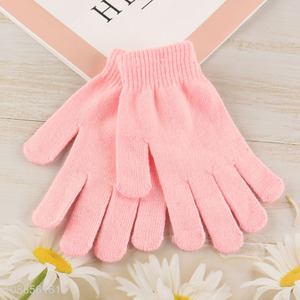 Hot selling solid color <em>winter</em> warm knitted <em>gloves</em> for kids