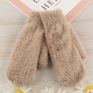 New product <em>winter</em> warm soft fluffy knitted <em>gloves</em> for women men