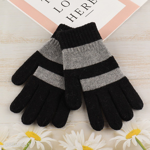 Yiwu market <em>winter</em> warm soft strechy knitted <em>gloves</em> for women men