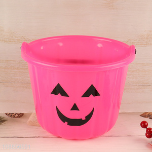 Online wholesale plastic Halloween pumpkin candy bucket with handle