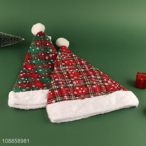 Online Wholesale Plaid Santa Hat Christmas Hat for Kids Adults