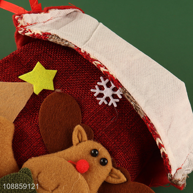 Yiwu Market Imitated Linen Christmas Stocking Bag for Children Kids Girls Boys