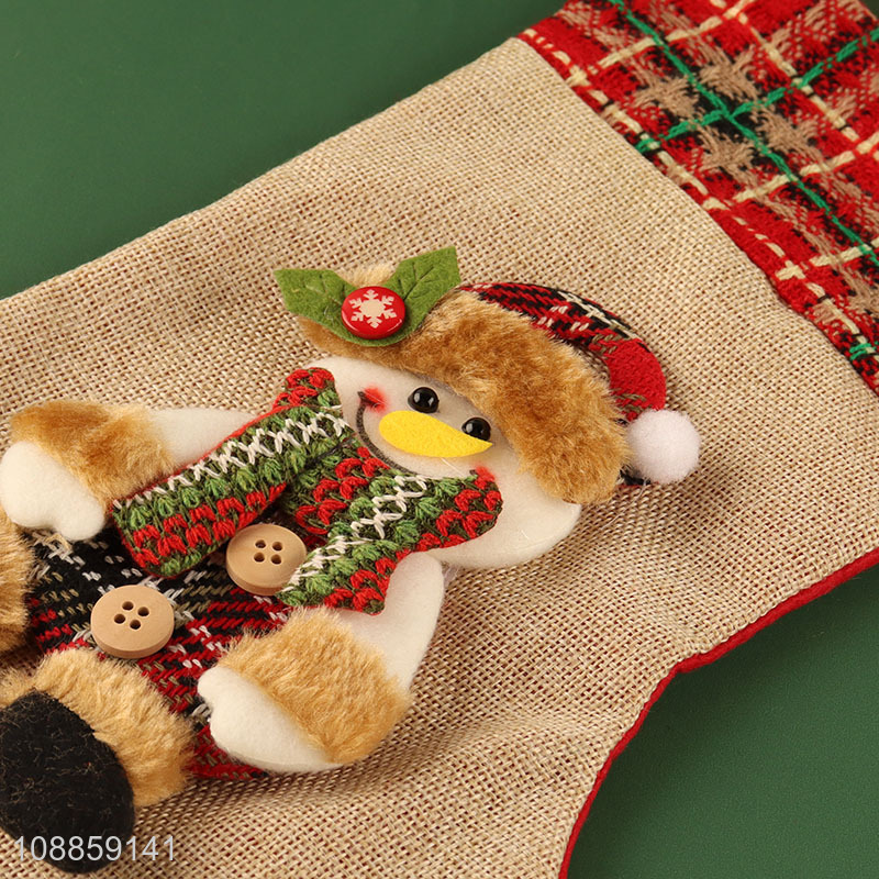 Wholesale Imitated Linen Christmas Stocking Party Decoration Xmas Gift Bag