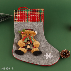 New Arrival Christmas Stockings Imitation Linen Hanging Socks for Kids