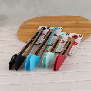 Good quality multicolor stainless steel food tongs barbecue tongs
