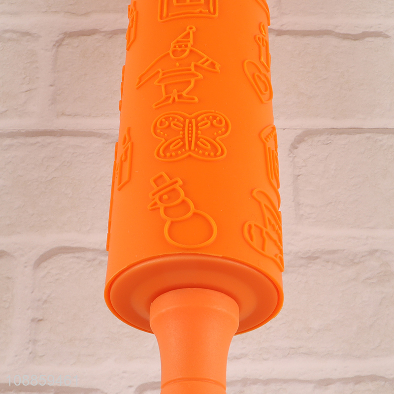 Top selling christmas cookie embossing silicone rolling pin wholesale