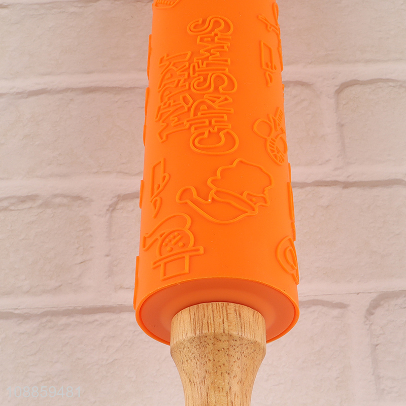 Best selling christmas cookie embossing rolling pin for kitchen