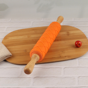 Hot products wooden handle silicone embossing rolling pin