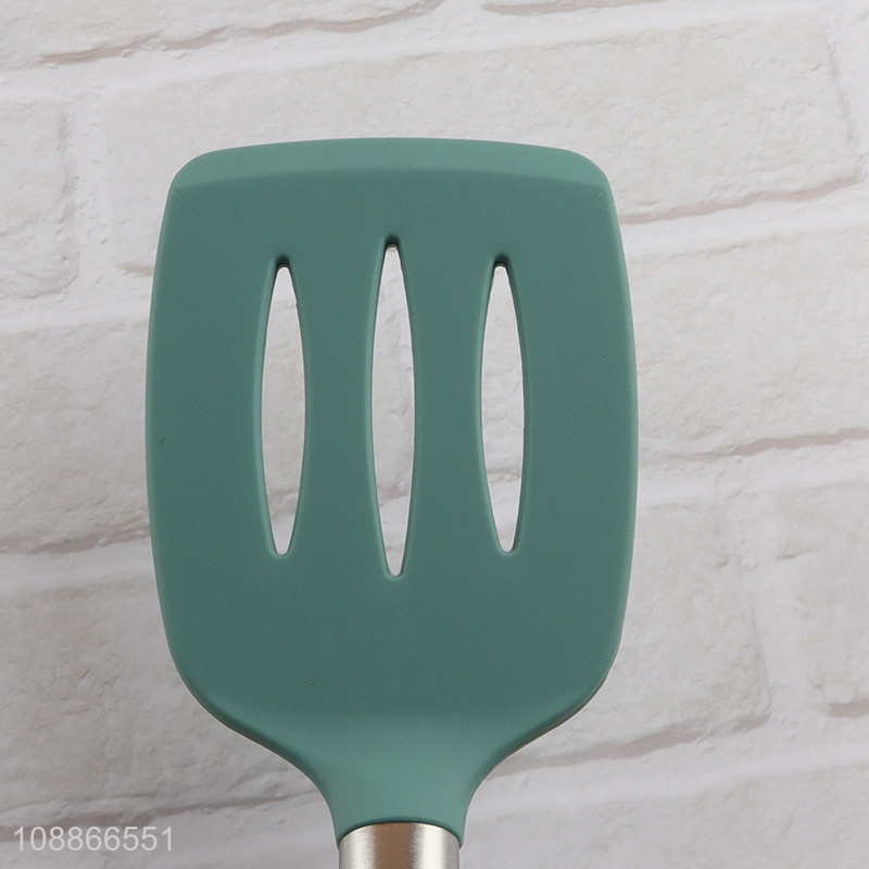 New product heat resistant silicone slotted spatula with metal handle