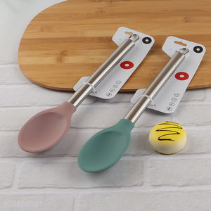 Good quality non-stick silicone cooking spoon with stainless steel handle