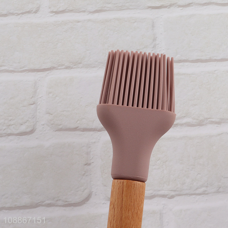 Good quality wooden handle silicone basting brush silicone cooking brush