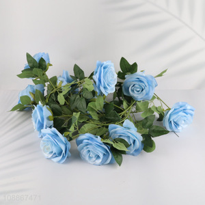 Top sale artificial blue rose flower fake flower for indoor decoration