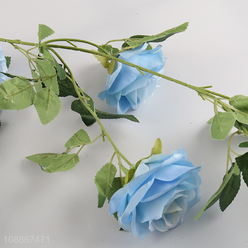 Top sale artificial blue rose flower fake flower for indoor decoration