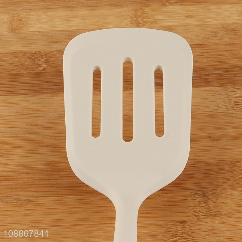 High quality slotted cooking turner silicone spatula with wooden handle