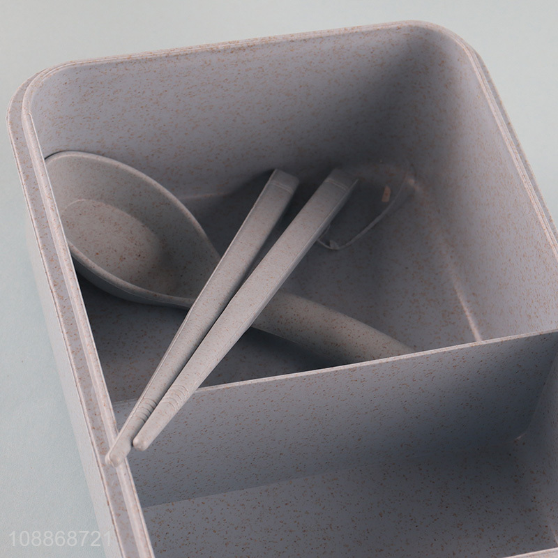 Yiwu factory 1000ml eco-friendly wheat straw lunch box with chopsticks&spoon