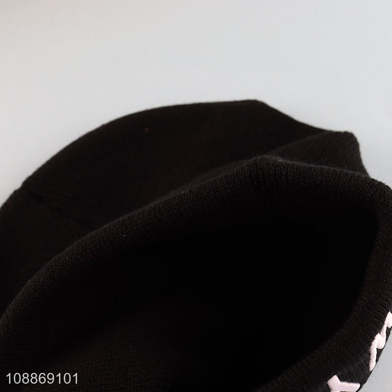 Hot selling black men women knitted hat beanies hat for winter