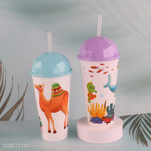 Hot sale double wall plastic straw water cup drinking cup wholesale