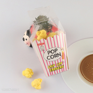 China wholesale creative pop corn shaped non-toxic eraser for stationery
