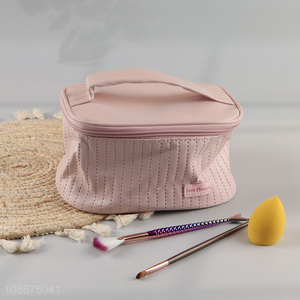 Wholesale portable waterproof pu leather cosmetic bag travel makeup pouch