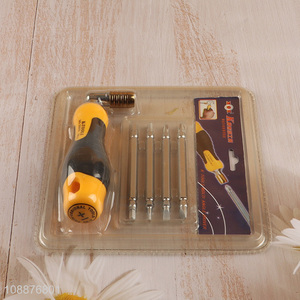High Quality 4 In 1 CR-V Screwdriver Set with Double Sided Flat Phillips Bits