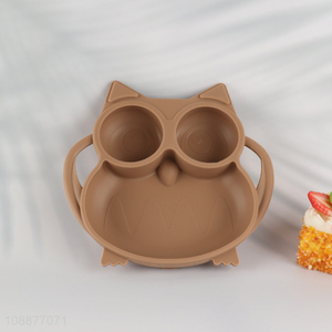 Top quality owl shaped silicone children tableware plate for home