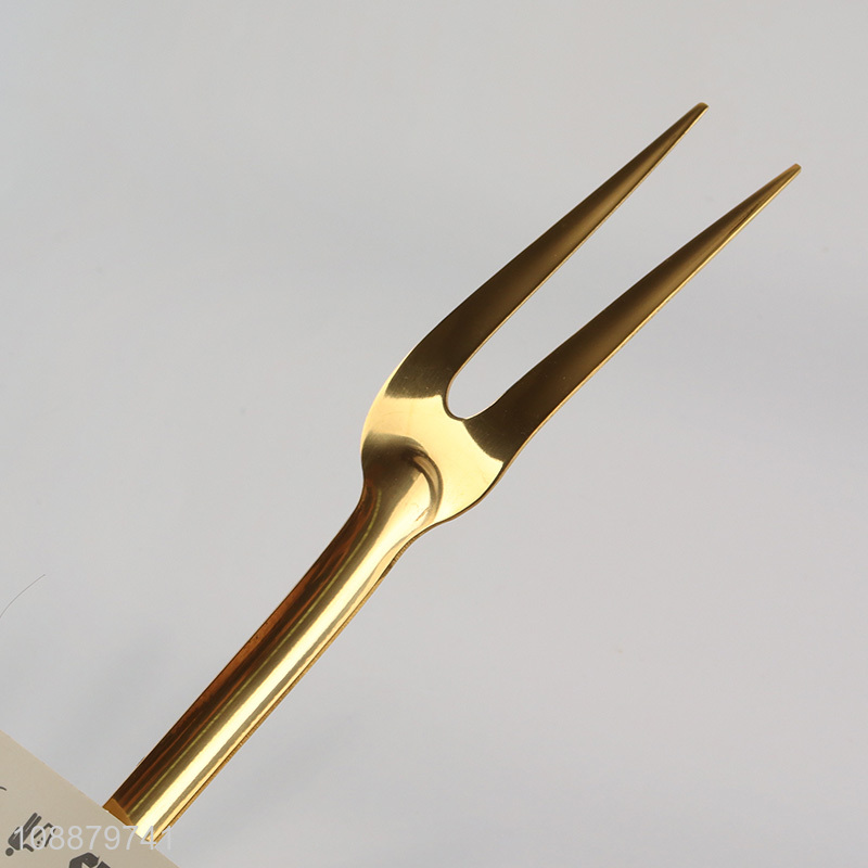 Top quality golden tableware home restaurant meat fork barbecue fork
