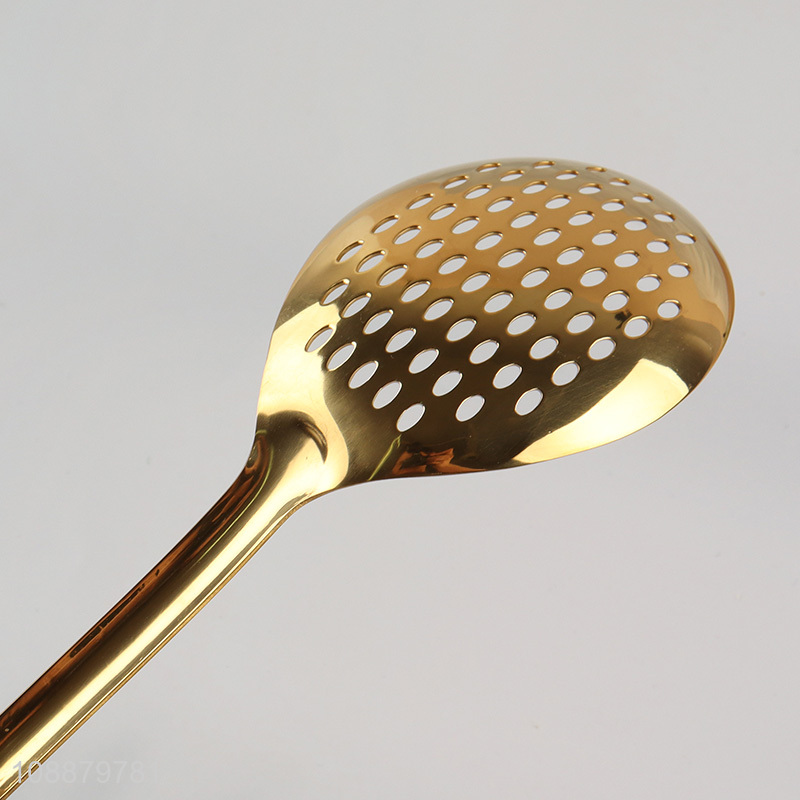 High quality golden kitchen slotted ladle slotted spoon