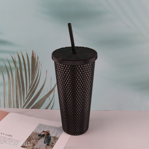 Top selling black 680ml black plastic water cup straw cup wholesale