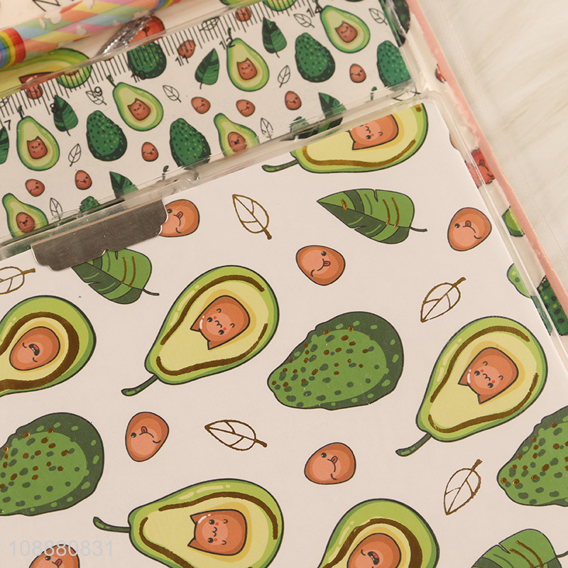New arrival avocado series students notebook with pen and ruler