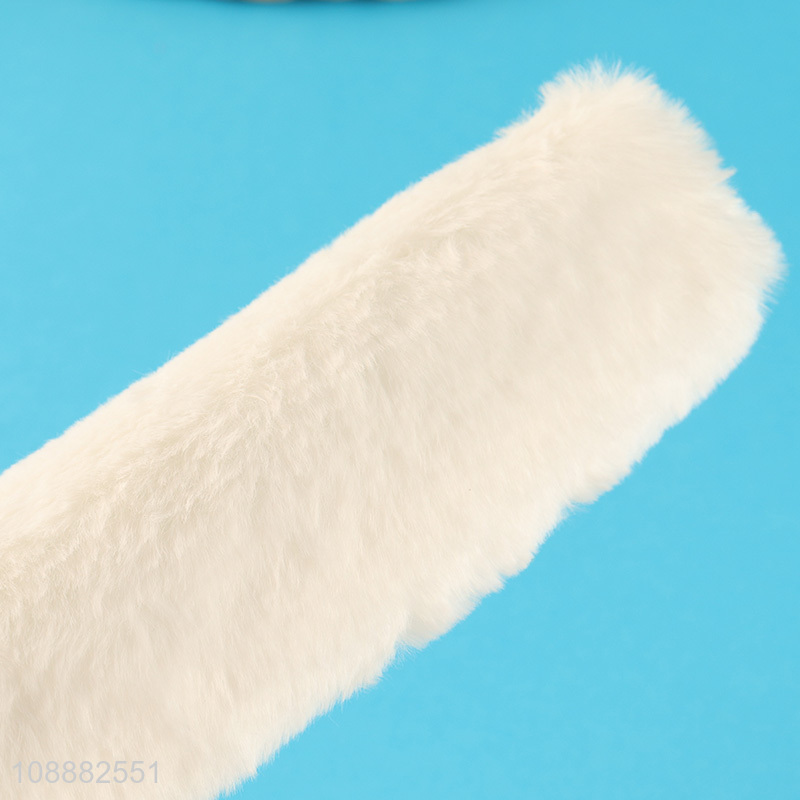 Most popular white plush students stationery pencil bag for sale