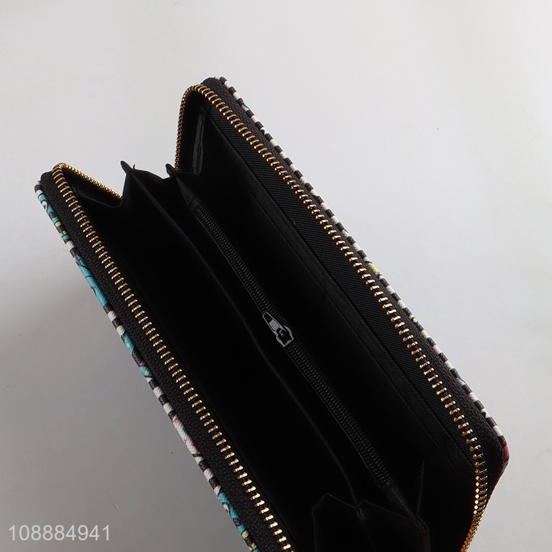Wholesale cartoon printed pu leather zipper wallet credit card clutch