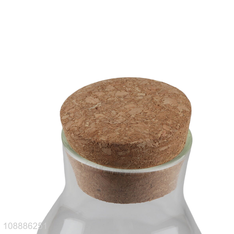 Best quality empty clear storage glass jars with cork lids