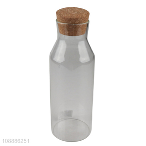 Best quality empty clear storage glass jars with cork lids