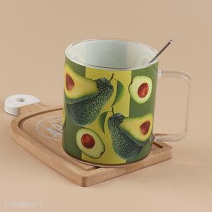 Top products avocado printed glass water cup drinking cup