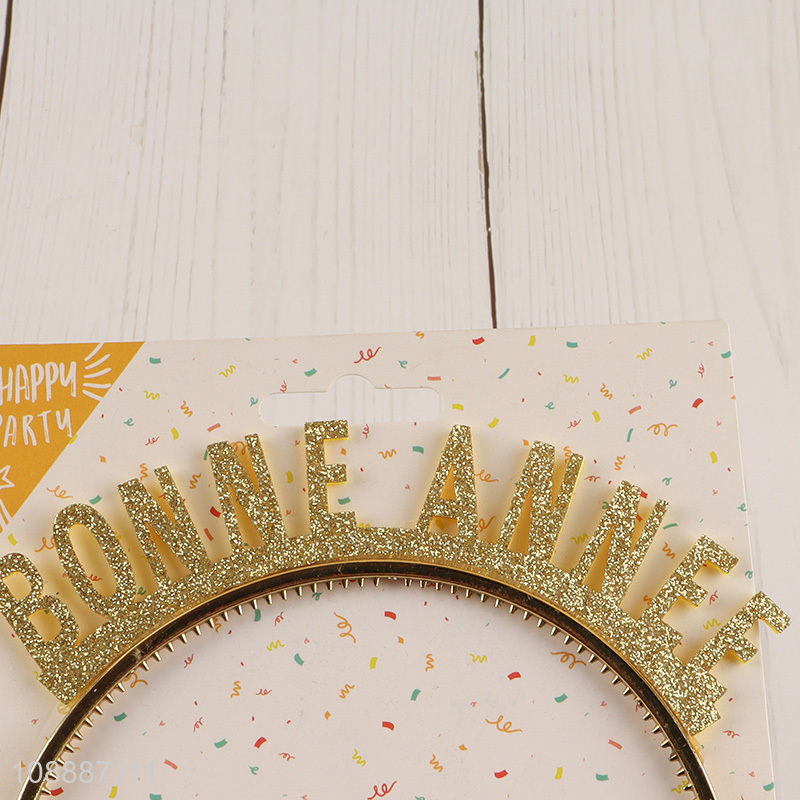 Wholesale Glitter Bonne Annee Hair Hoop Happy New Year Headband