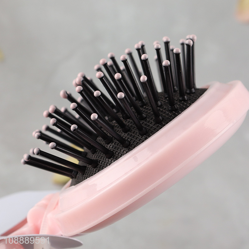 Hot selling round folding pocket hair brush with mirror