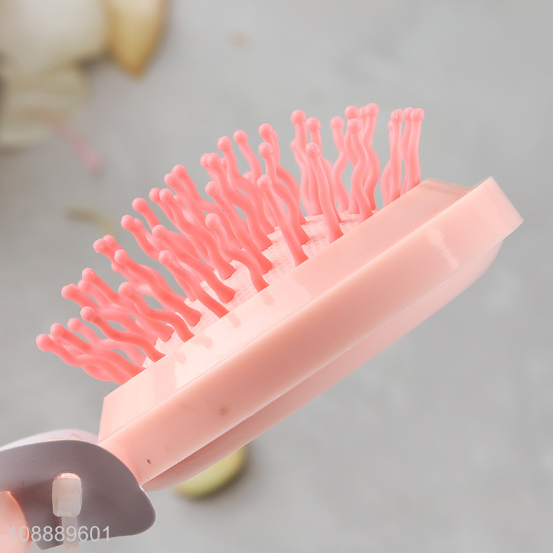 Good quality round folding travel hair brush with mirror