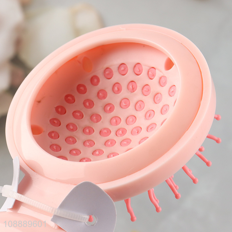 Good quality round folding travel hair brush with mirror