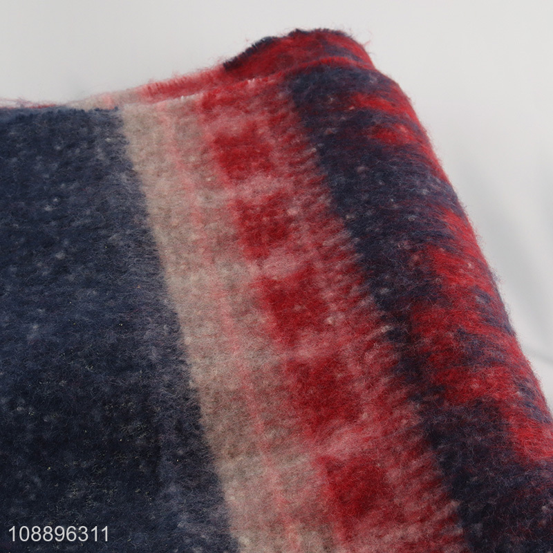 Hot selling women winter fringe scarf imitated mohair scarf shawl