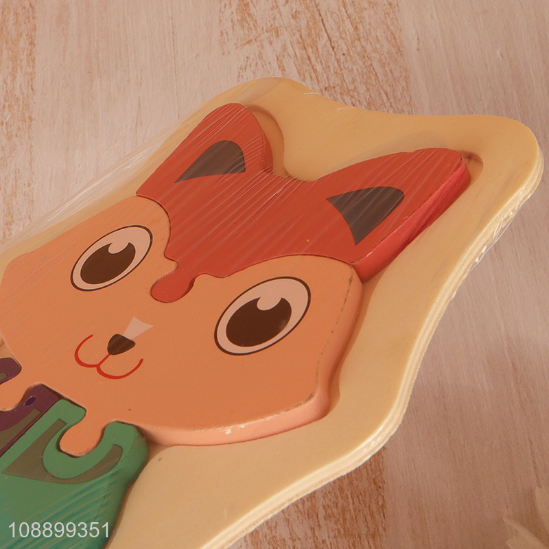 Low price fox shaped wooden 3d puzzle toy jigsaw toys