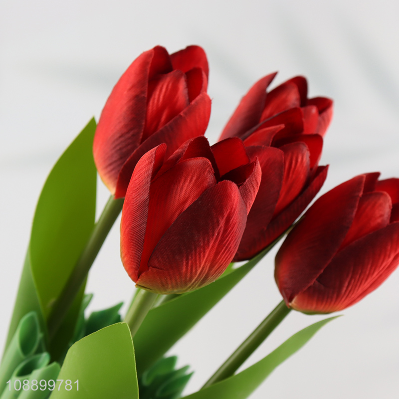 Hot selling 5-head artificial tulips real touch tulip bouquets for decor
